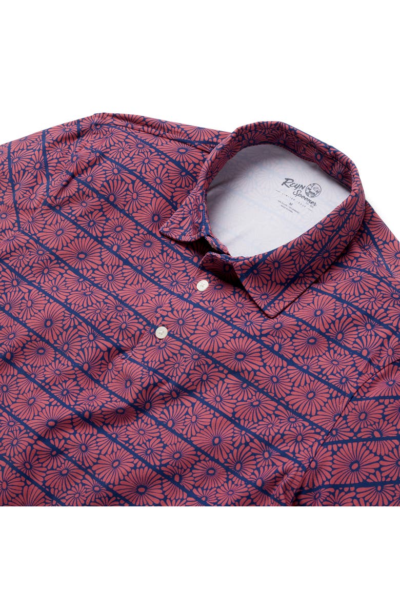 Reyn Spooner Halu'a Pua Floral Stripe Performance Polo, Alternate, color, Red