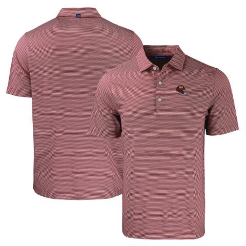 Men's Cutter & Buck Burgundy/White Washington Commanders Helmet Forge Eco Double Stripe Stretch Recycled Polo