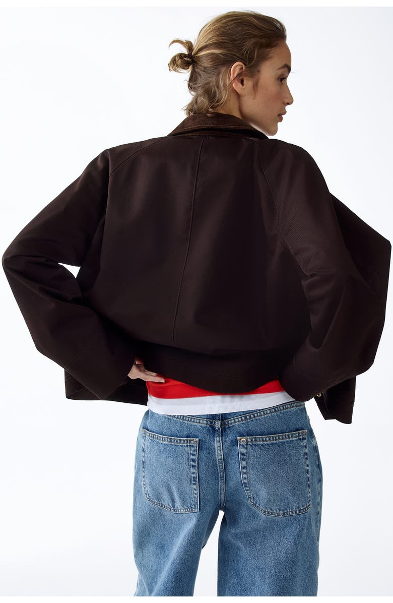 H&M Corduroy-collar Jacket, Alternate, color, Dark Brown