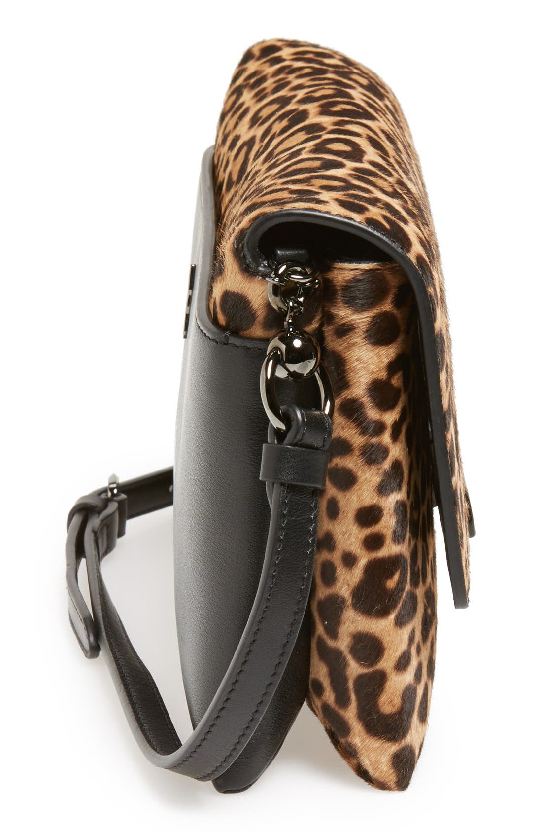 'Rougissime' Convertible Calf Hair Flap Clutch, Alternate, color, BROWN/ BLACK