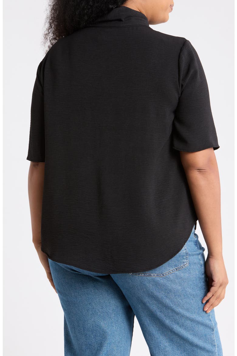 Bow Neck Short Sleeve Top, Alternate, color, BLACK