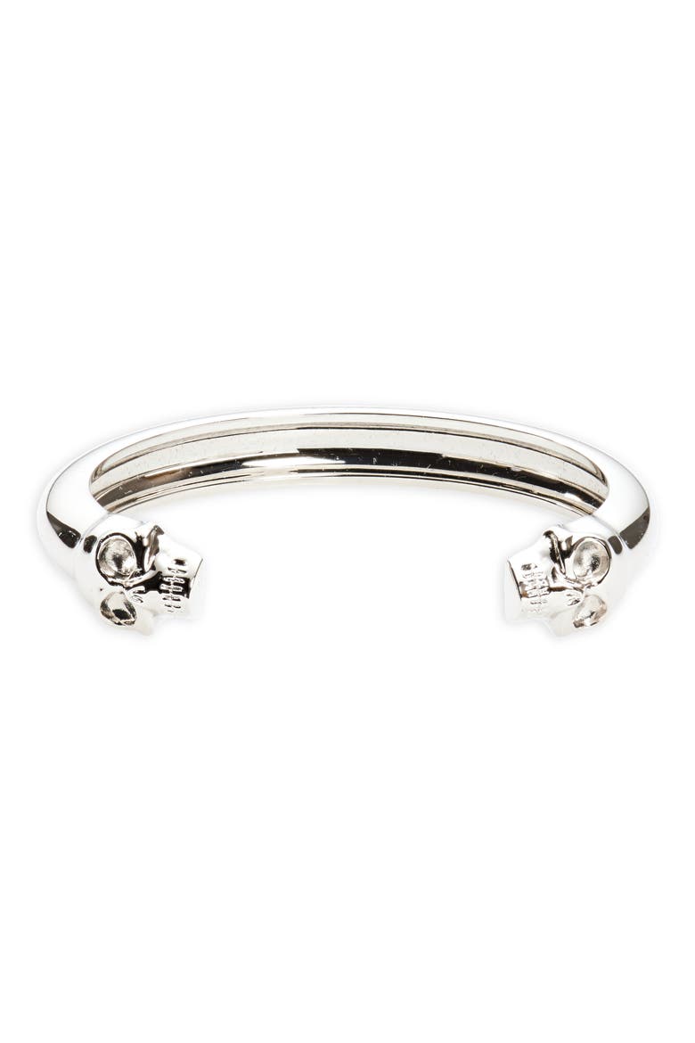 Men's Twin Skulls Cuff Bracelet, Main, color, PALLADIO