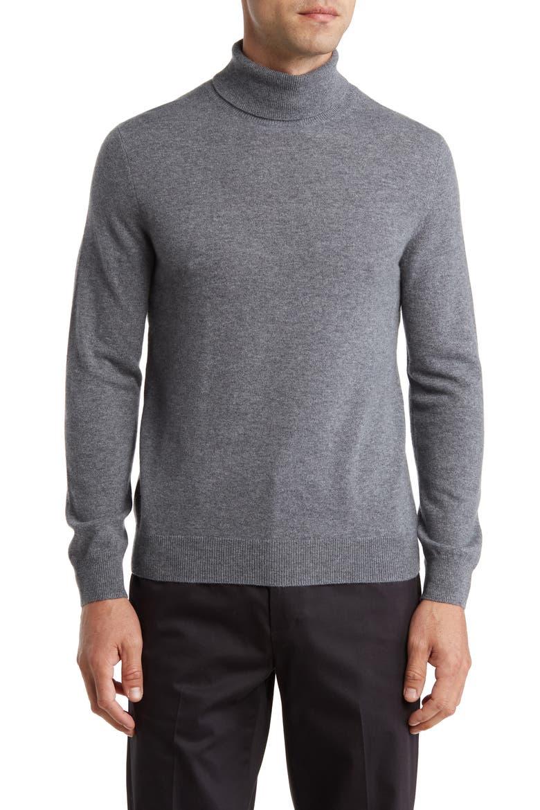 Turtleneck Cashmere Sweater, Main, color, GRY