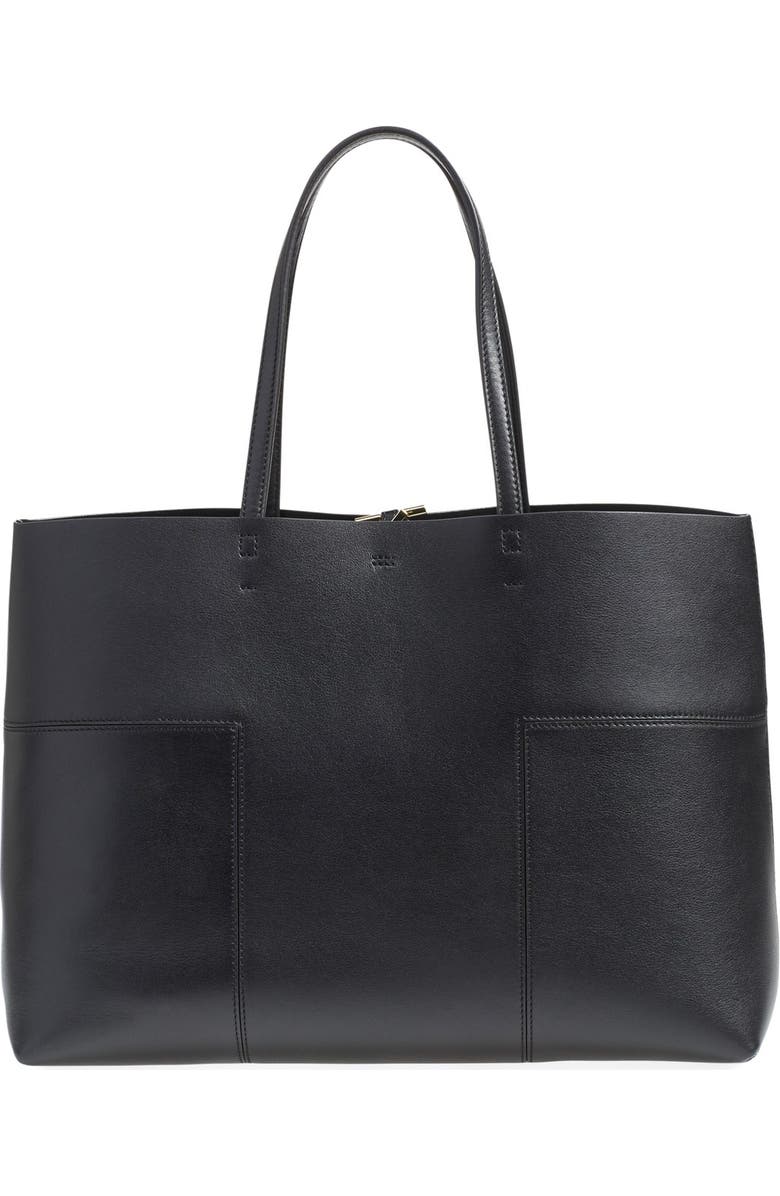 Tory Burch 'Block-T' Leather Tote, Alternate, color,
