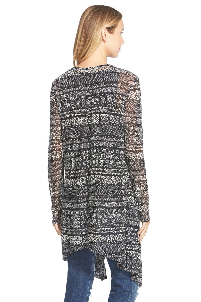 Stripe Open Front Cardigan, Alternate, color, BLACK