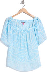Vince Camuto Floral Short Sleeve Tiered Top