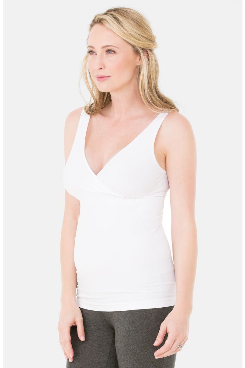 Ingrid & Isabel® Seamless Cross Front Nursing Camisole, Alternate, color, WHITE