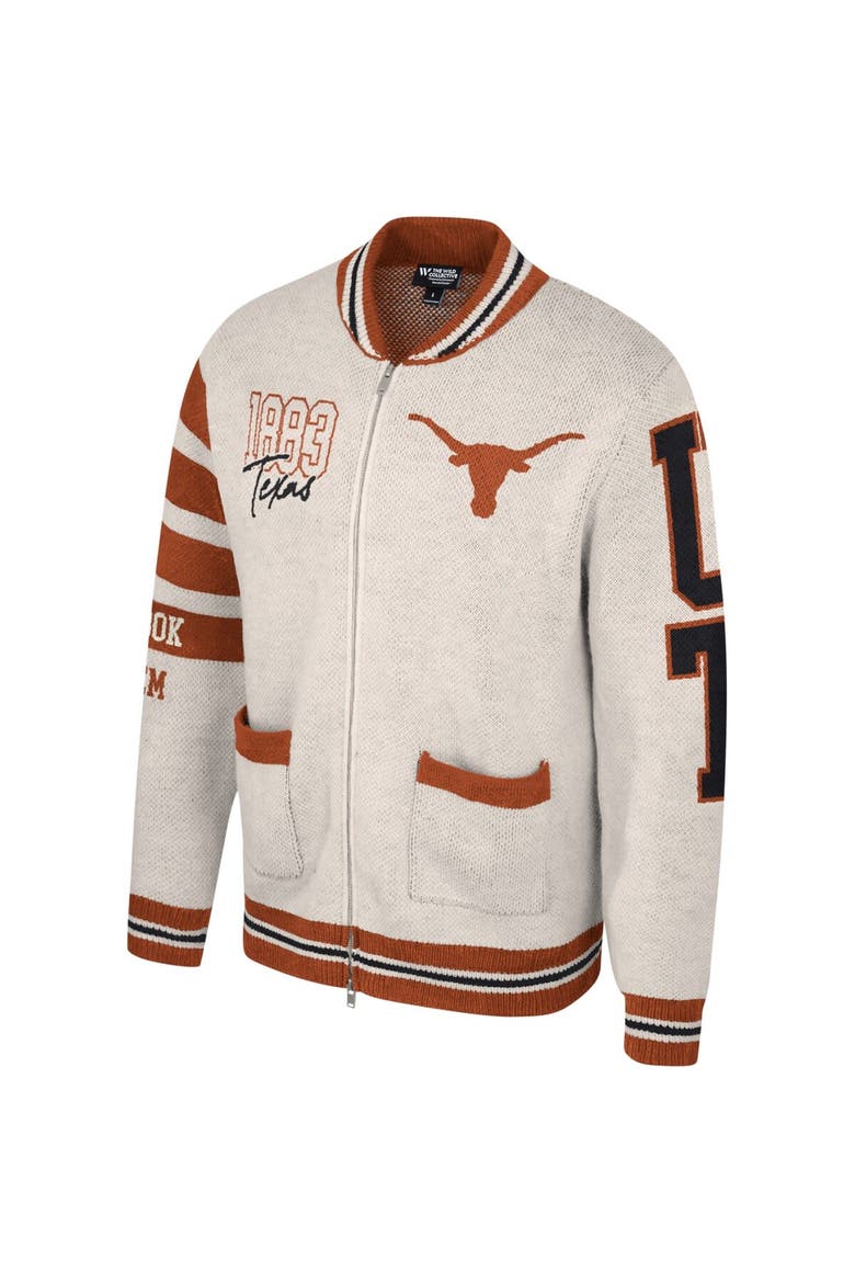 Unisex The Wild Collective Cream Texas Longhorns Jacquard Full-Zip Sweater, Alternate, color, Cream