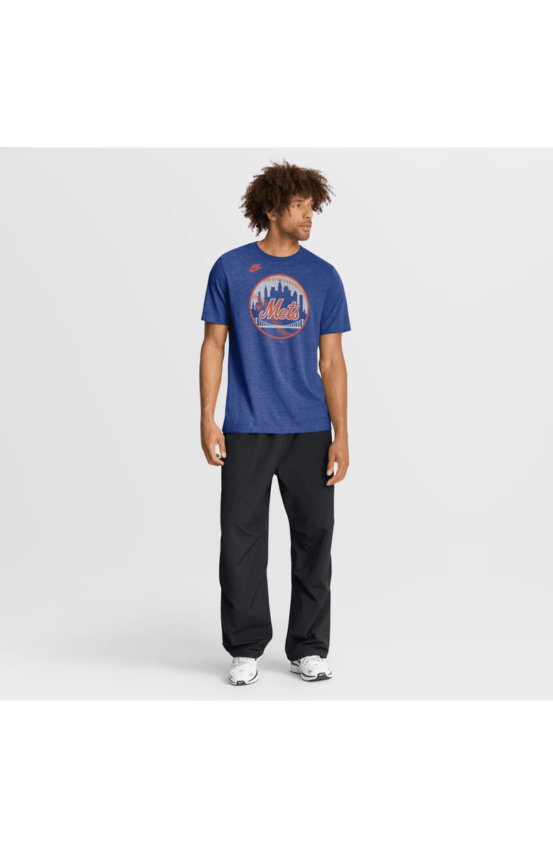 Nike Men's Nike Heather Royal New York Mets Cooperstown Logo Tri-Blend T-Shirt, Alternate, color, Heather Royal