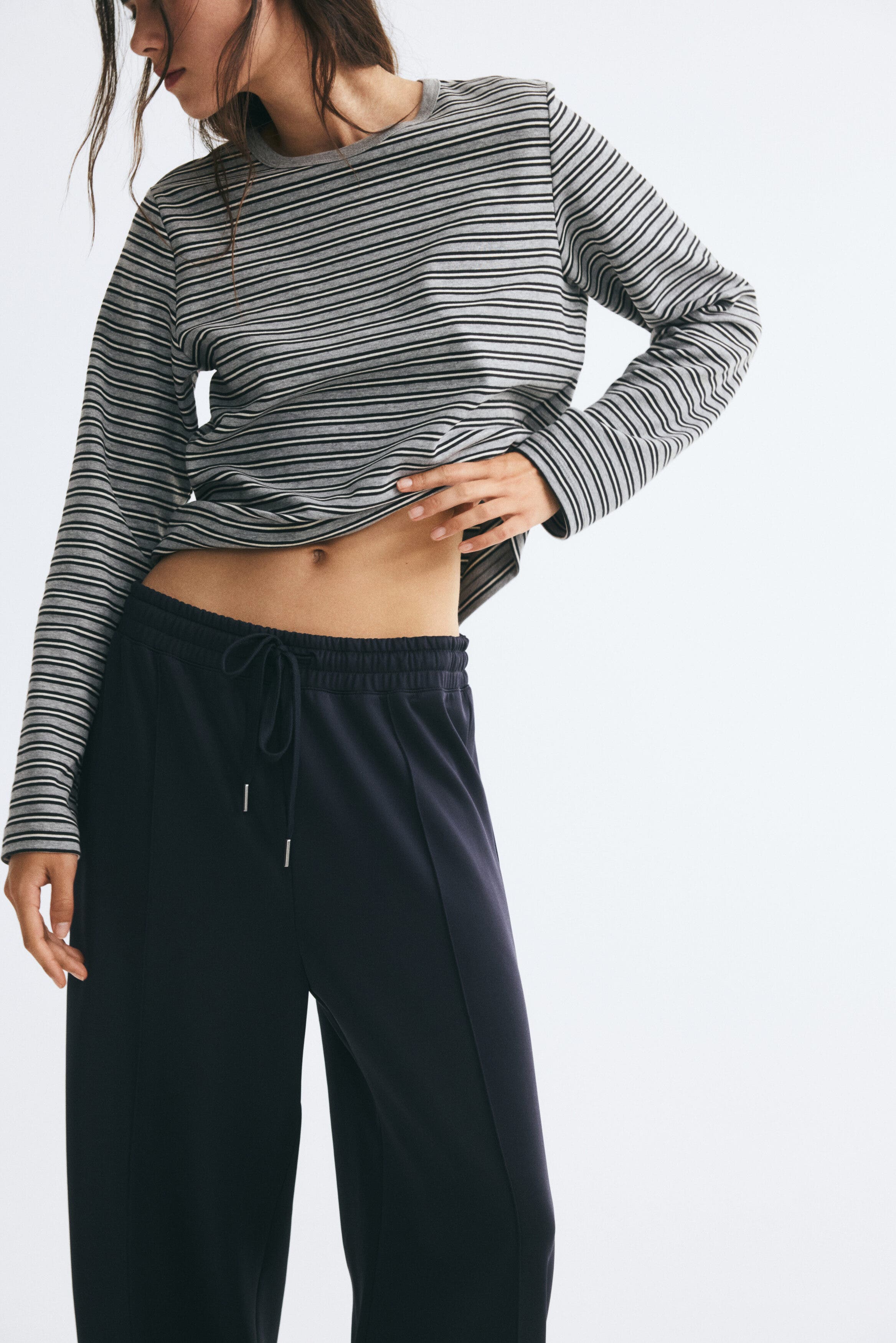 H&M Fine-ribbed Drawstring Pants (Women) | Nordstrom