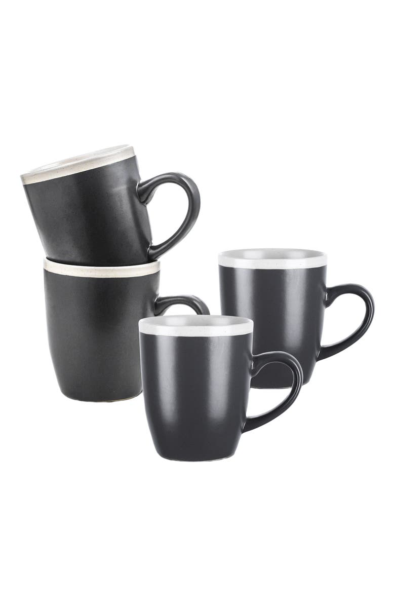 Stone Lain Serenity Stoneware 4-Piece Mug Set, Alternate, color, Dark Gray And Cream