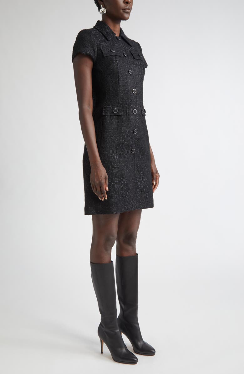 ST. JOHN Metallic Tweed Shirtdress, Alternate, color, Black