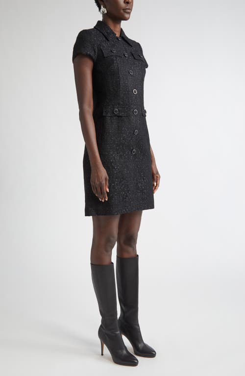 St John St. John Metallic Tweed Shirtdress In Black