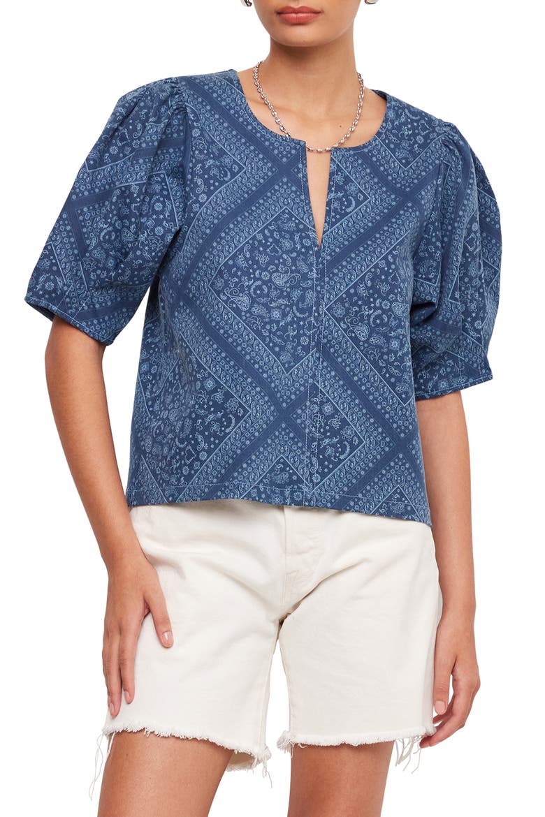 Print Puff Shoulder Top, Main, color, PRINT