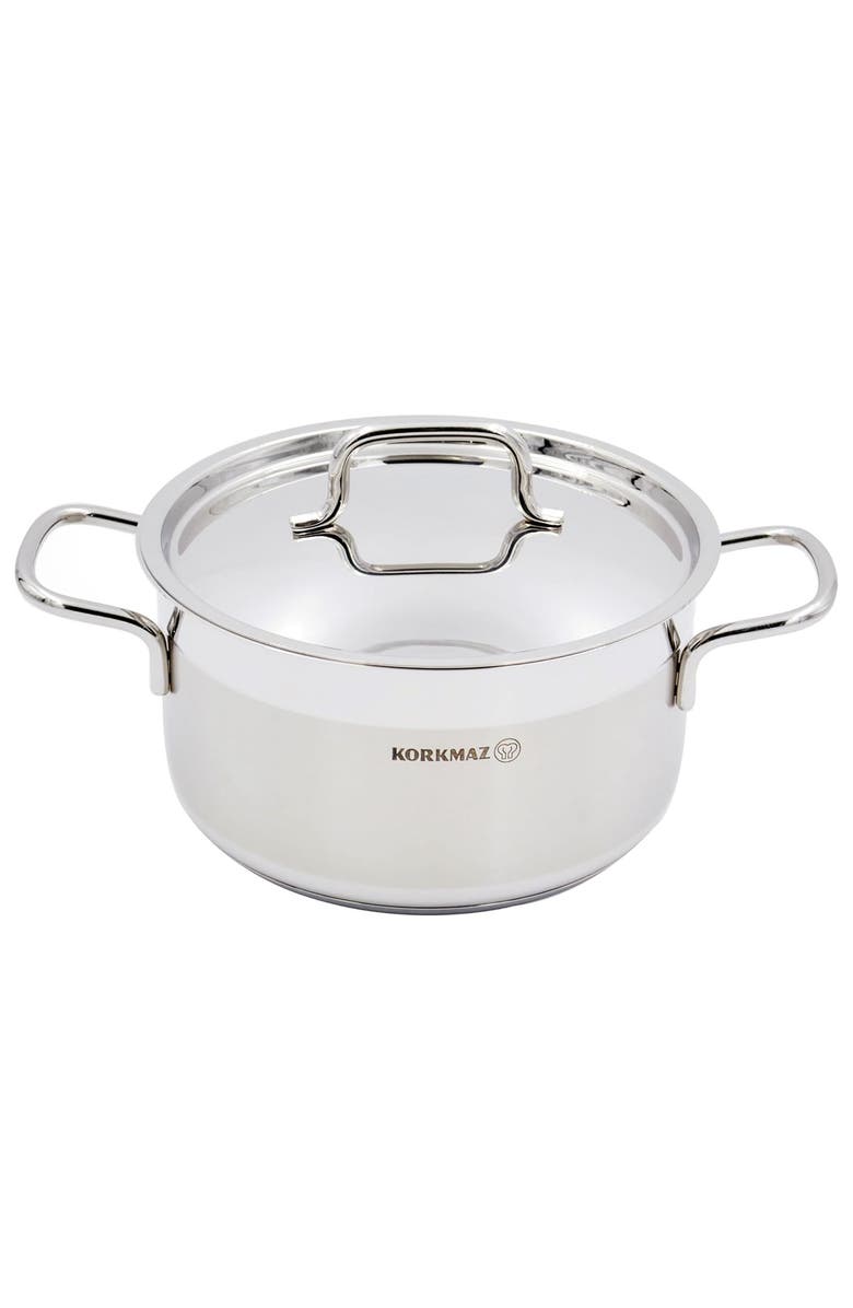 Korkmaz Alfa 2 Piece 3.5 Liter Stainless Steel Casserole Dish with Lid, Main, color, Silver