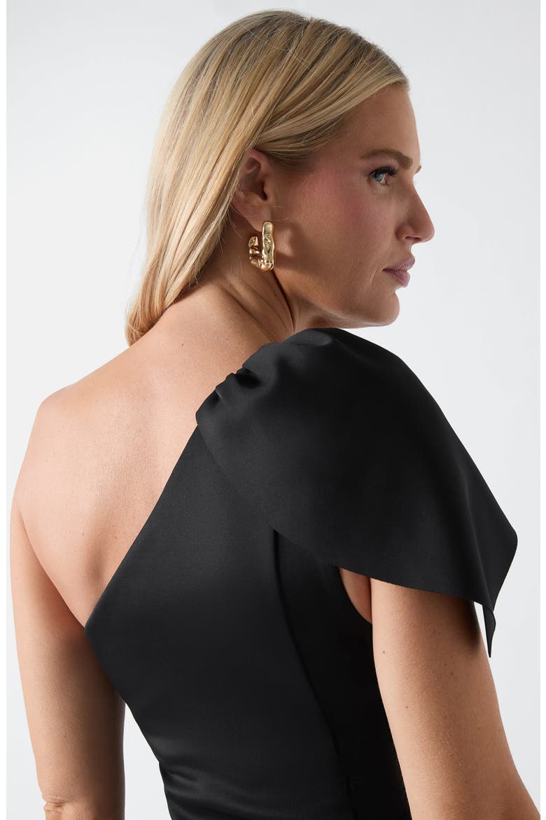 Andrea One-Shoulder Scuba Crepe Jumpsuit, Alternate, color, JBLK-BLACK