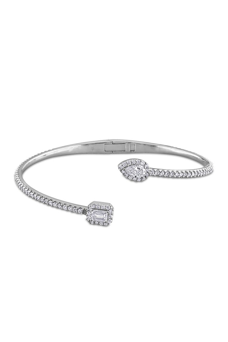 Lab-Grown Diamond Open Bangle 14k, Main, color, White Gold