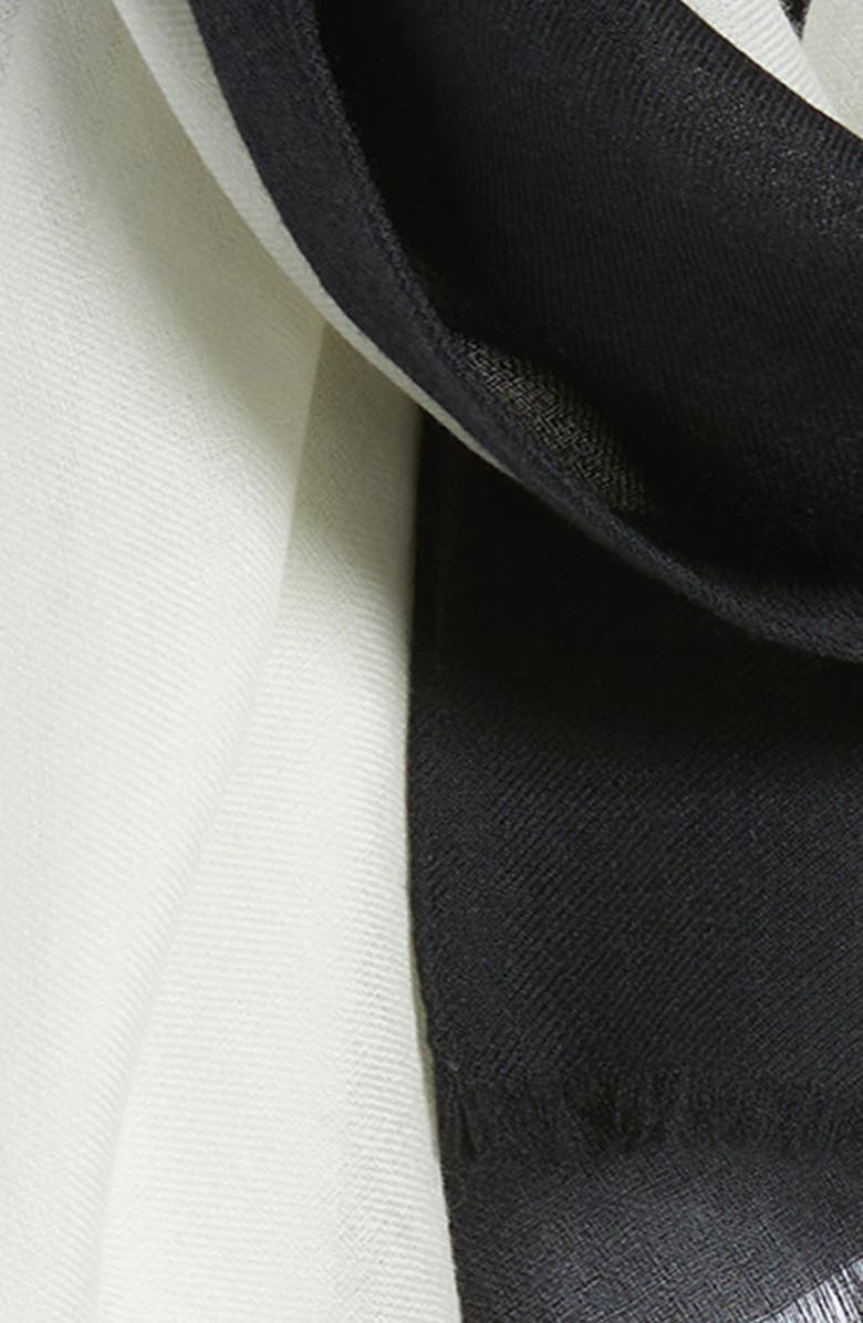 Akris Cloud Cashmere Fringe Scarf, Alternate, color, Black-White