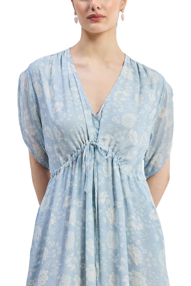 Maxi Gathered Dress in Blue Florals, Alternate, color, Floral Whispers
