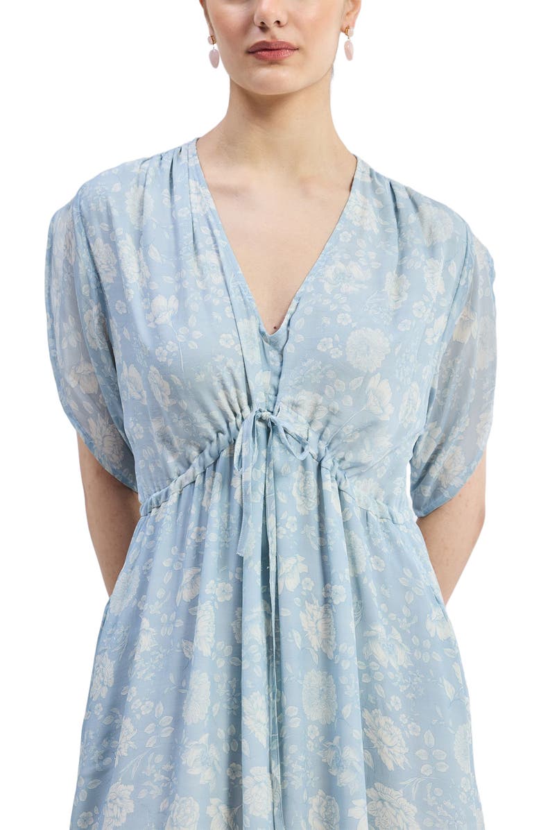 Reistor Womens Maxi Gathered Dress in Blue Florals XX Large, Alternate, color, Blue Floral