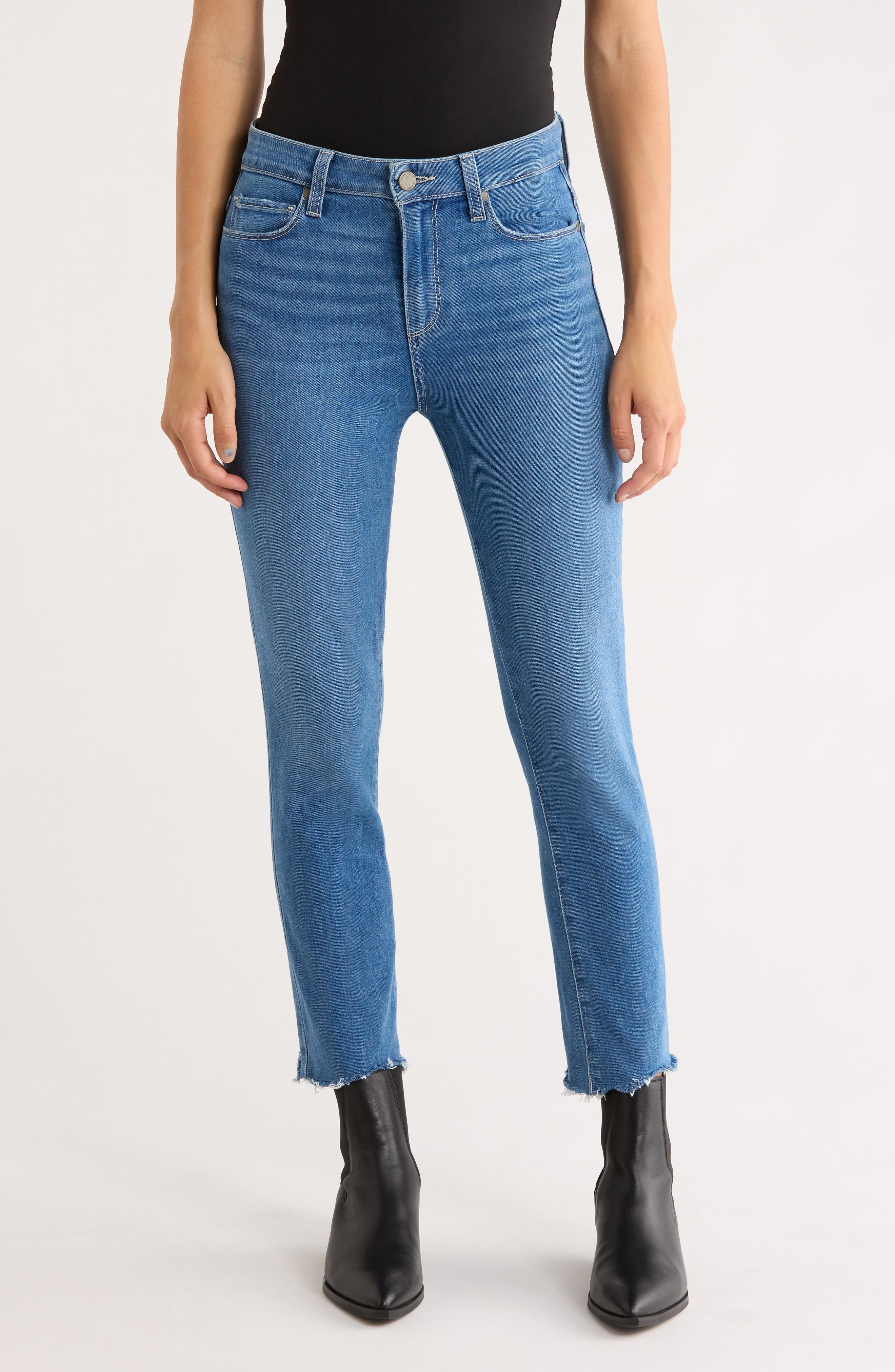 PAIGE Hoxton Frayed Crop Slim Jeans