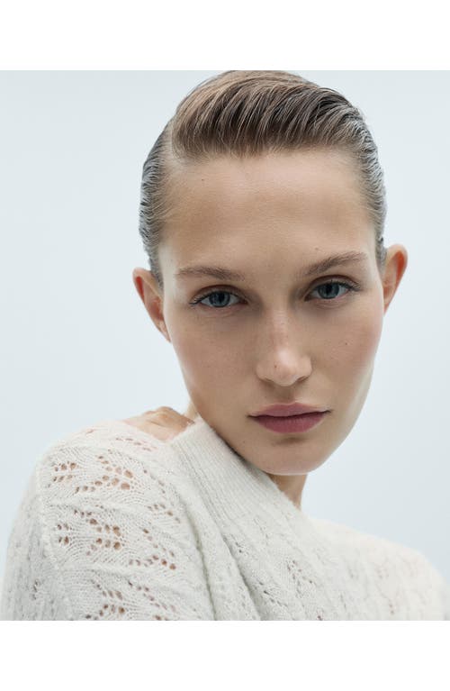 Mango Metallic Open Stitch Sweater In Ecru