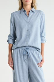 Theory Linen Blend Boyfriend Shirt