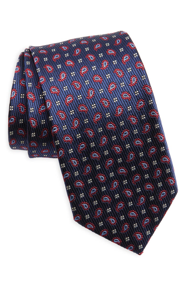 David Donahue Neat Silk & Cotton Tie, Main, color,