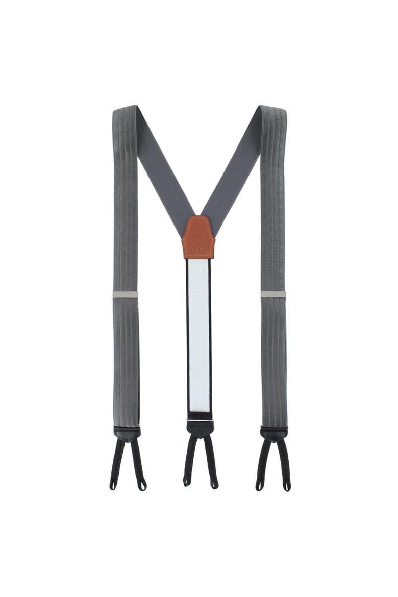Big and Tall Jefferson Brushed Pinstripe Elastic Formal End Suspenders, Alternate, color, Dark Charcoal