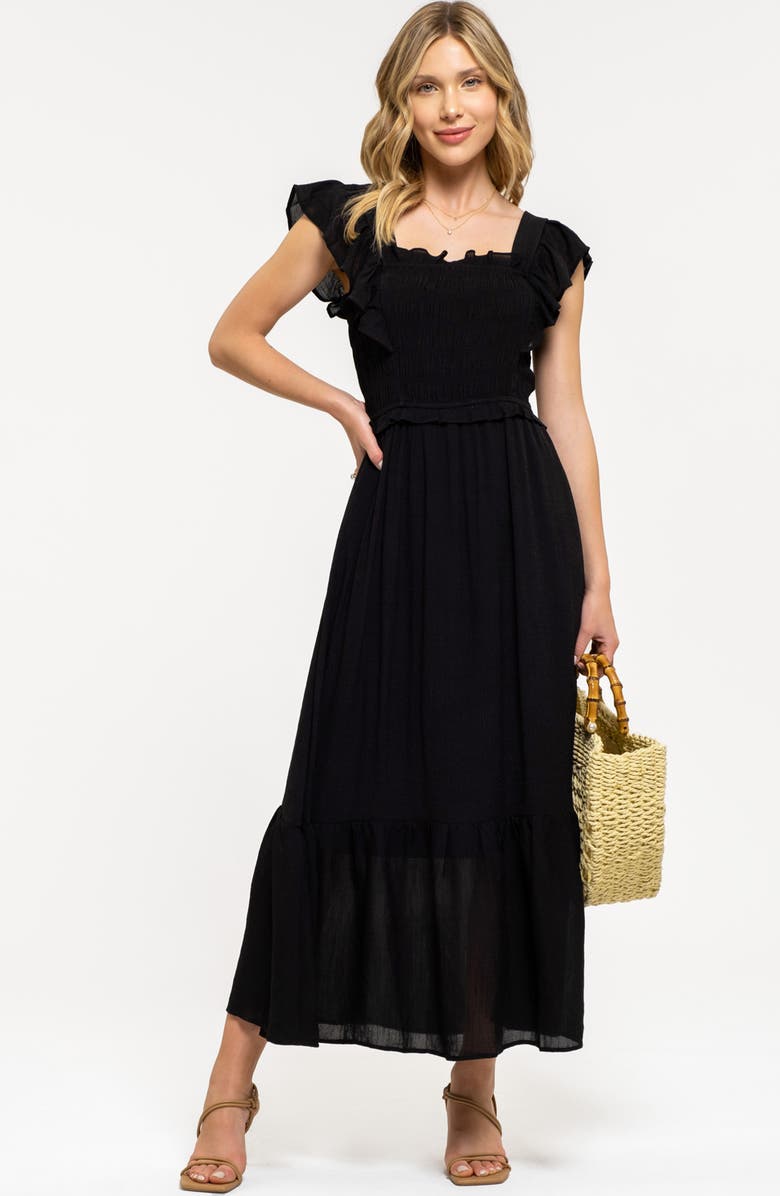 AUGUST SKY Ruffle Cap Sleeve Fit & Flare Maxi Dress, Alternate, color,