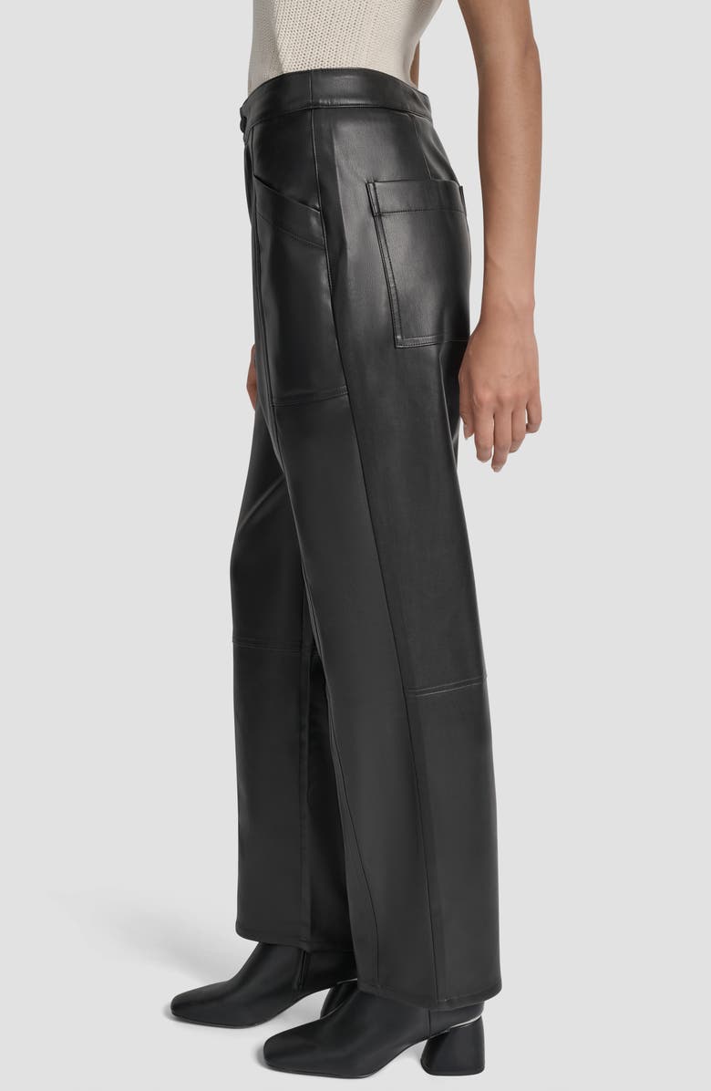 DKNY Jeans Faux Leather High Waist Pants, Alternate, color, Black