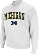 COLOSSEUM Men's Colosseum White Michigan Wolverines Arch & Logo Crew Neck Sweatshirt