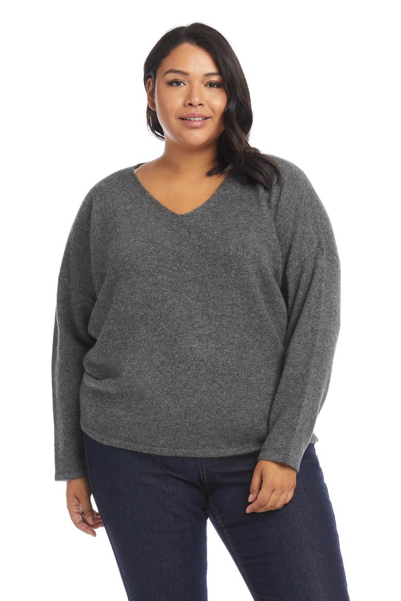 V-Neck Sweater, Alternate, color, DARK HEATHER GREY