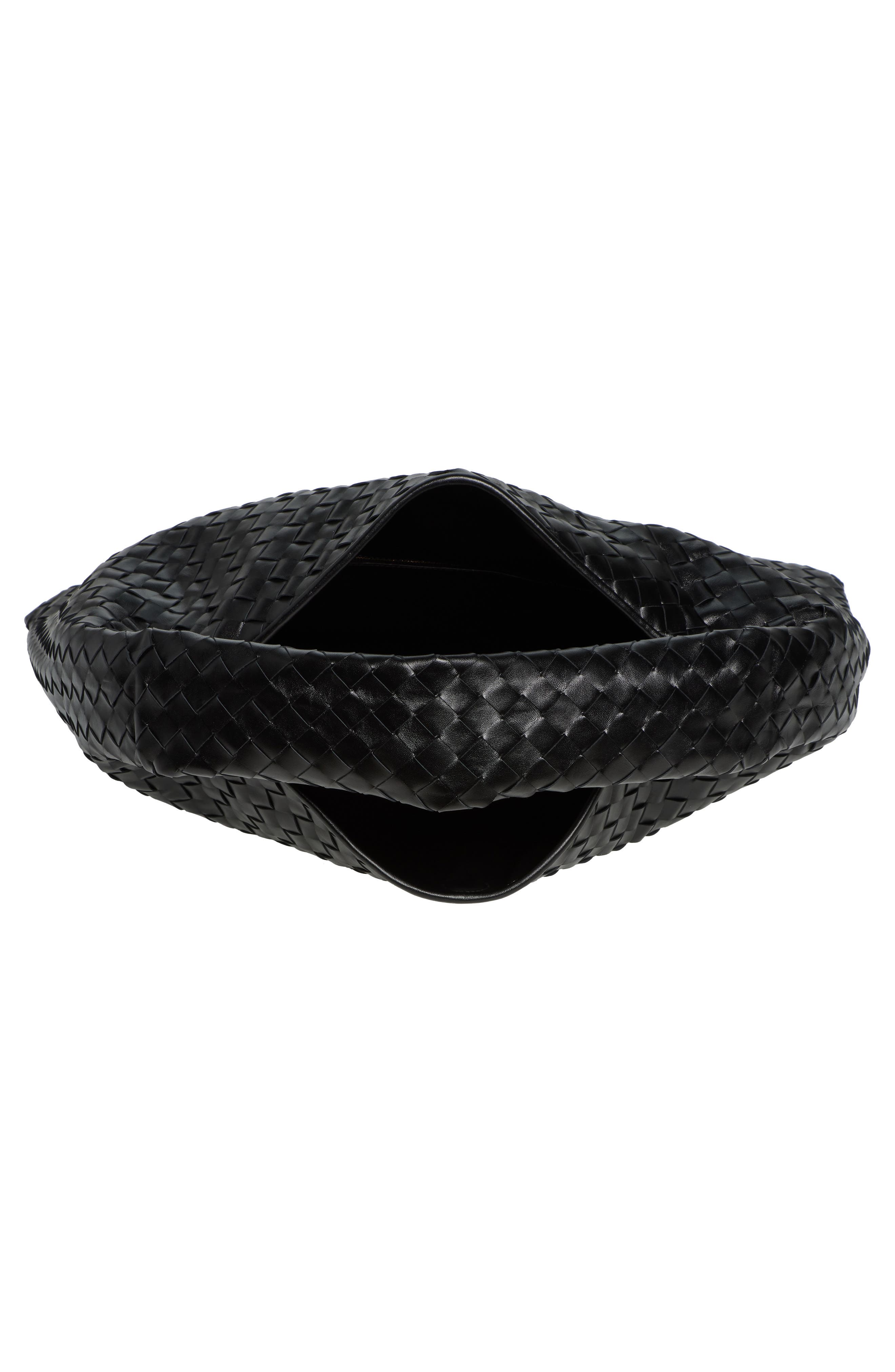 Bottega Veneta Large Hop Intrecciato Leather Hobo Bag, Alternate, color, 1019 Black-M Brass