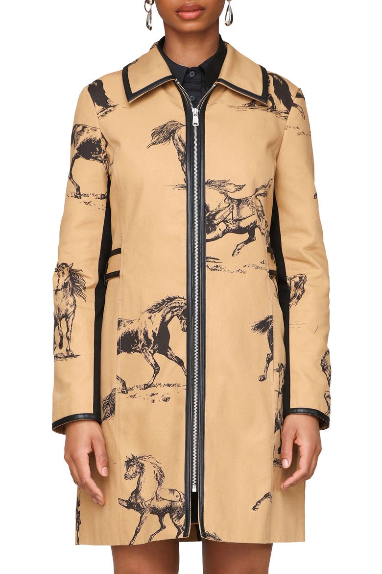 Western Print Zip Front Jacket, Alternate, color, CAMEL