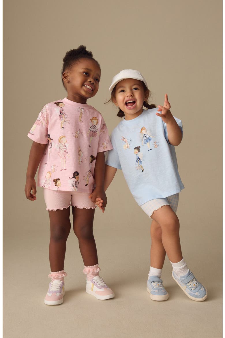 Kids' Ballerina T-Shirt & Shorts Set, Alternate, color, PINK/ BLUE