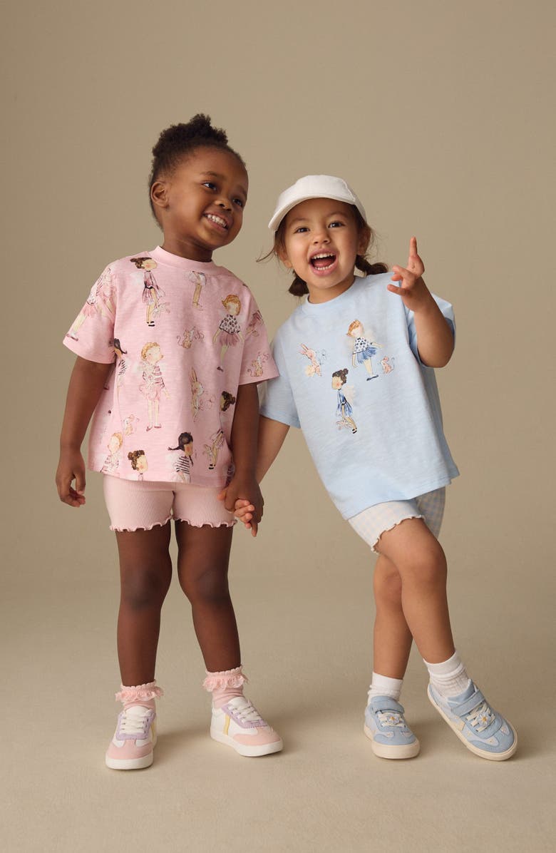 NEXT Kids' Ballerina T-Shirt & Shorts Set, Alternate, color, Pink/ Blue