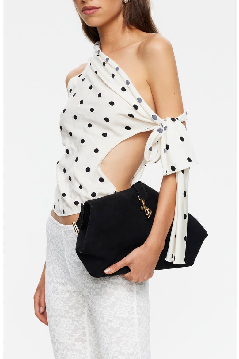 Revival Polka Dot Cutout Tie Off the Shoulder Top, Alternate, color, CREAM POLKA