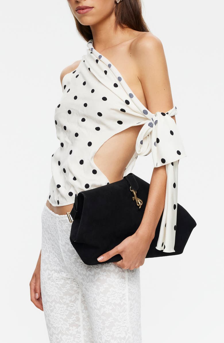 LIONESS Revival Polka Dot Cutout Tie Off the Shoulder Top, Alternate, color, Cream Polka