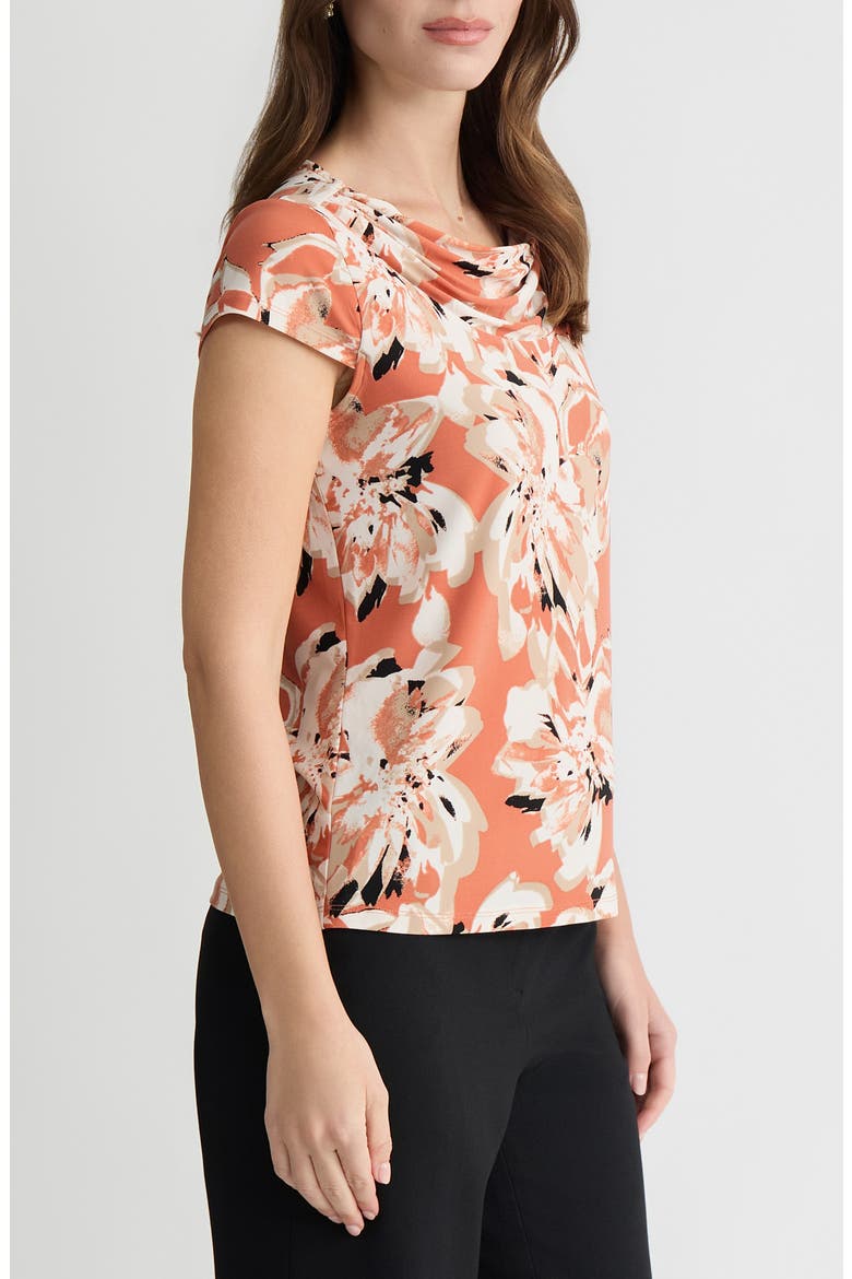 Floral Cowl Neck Top, Alternate, color, MANDARIN MULTI