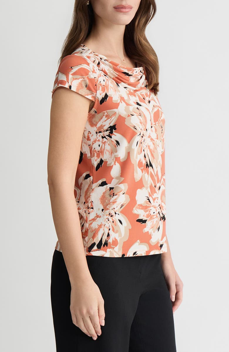 KASPER Floral Cowl Neck Top, Alternate, color, Mandarin Multi