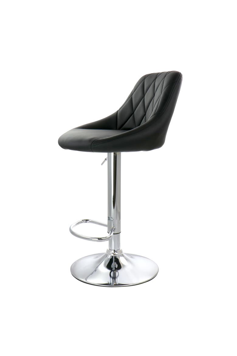 2 Piece Faux Leather Bar Stool with Adjustable Height, Alternate, color, Black