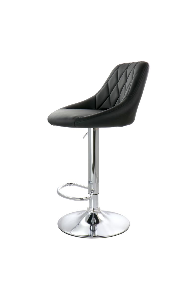 Elama 2 Piece Diamond Stitched Faux Leather Bar Stool with Adjustable Height, Alternate, color, Black