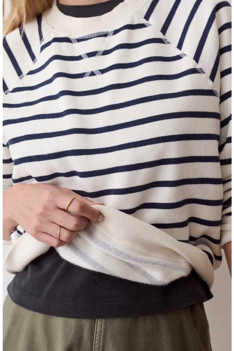 Cloud 9 Fleece Reversible Crewneck Sweatshirt, Alternate, color, ANTIQUE WHITE / NAVY