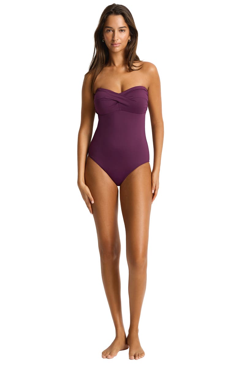 Sea Level Essentials Edit Twist One-Piece Swimsuit, Alternate, color, Claret