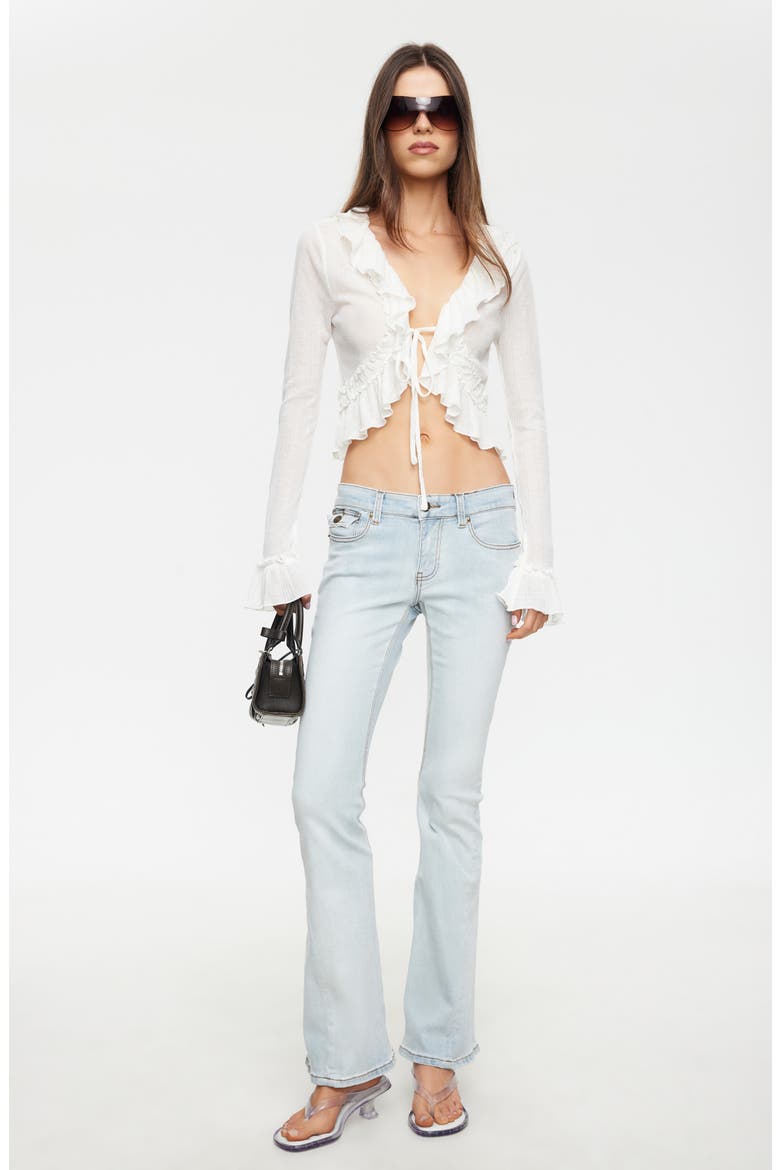 Venice Tie Front Ruffle Long Sleeve Top, Alternate, color, PORCELAIN
