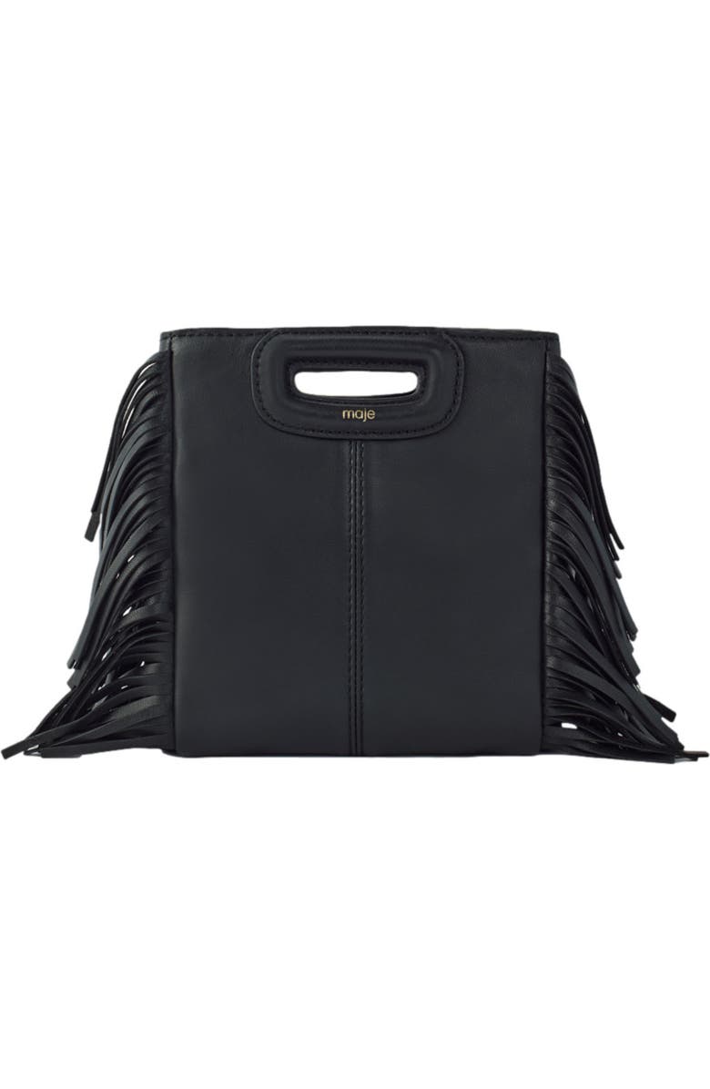 maje Leather bag with chain strap, Main, color, Black