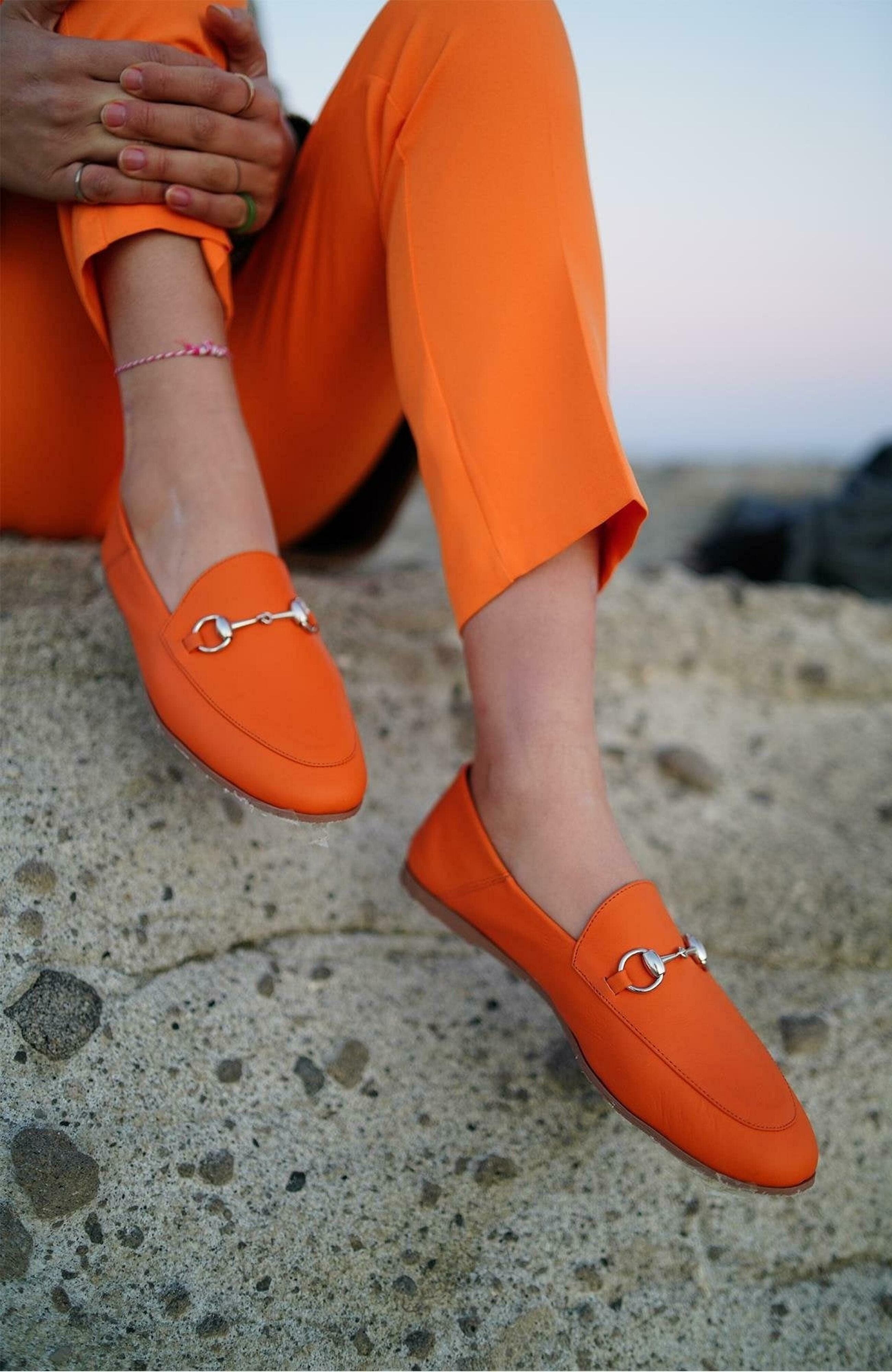 Penny Leather Horsebit Loafers, Alternate, color, Neon Orange Leather