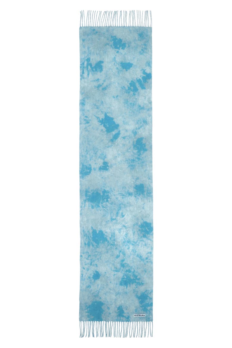 Tie Dye Fringed Wool Scarf, Alternate, color, AQUA BLUE