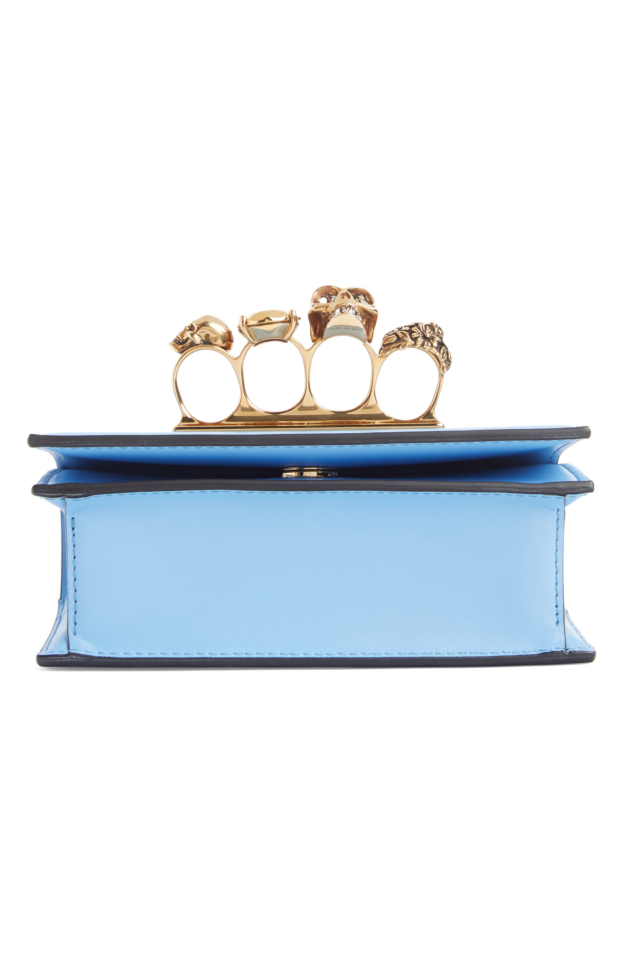 Alexander McQueen Mini Leather Knuckle Crossbody Bag, Alternate, color, FLAX BLUE
